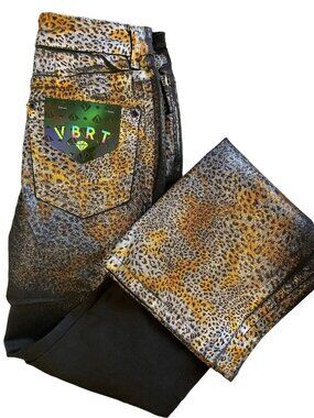 Vibrant M.I.U. Leopard Print Bell Bottom Pants Size 3